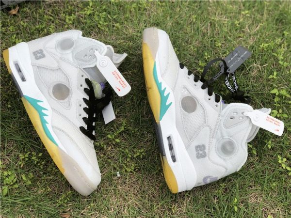 Off-White Air Jordan 5 White Beige Teal for sale