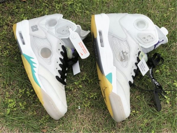 Off-White Air Jordan 5 White Beige Teal panel