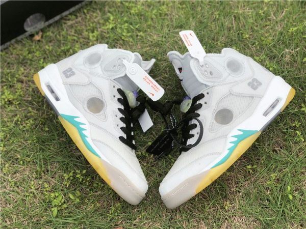 new Off-White Air Jordan 5 White Beige Teal