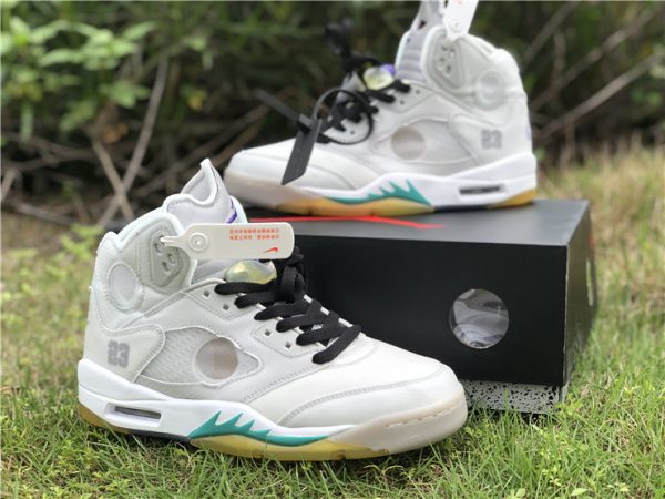 the third Off-White Air Jordan 5 White Beige Teal