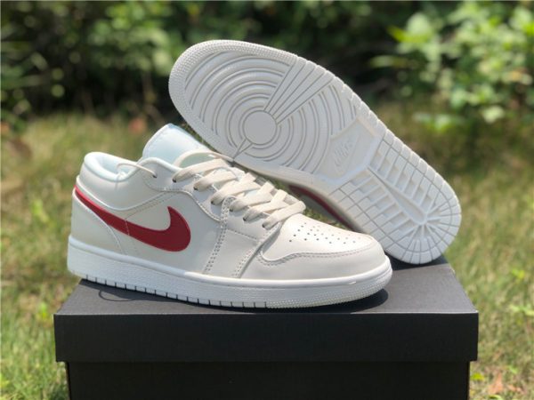 Air Jordan 1 Low Milk White Red Bottom look