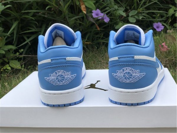 Air Jordan 1 Low UNC University Blue White heel