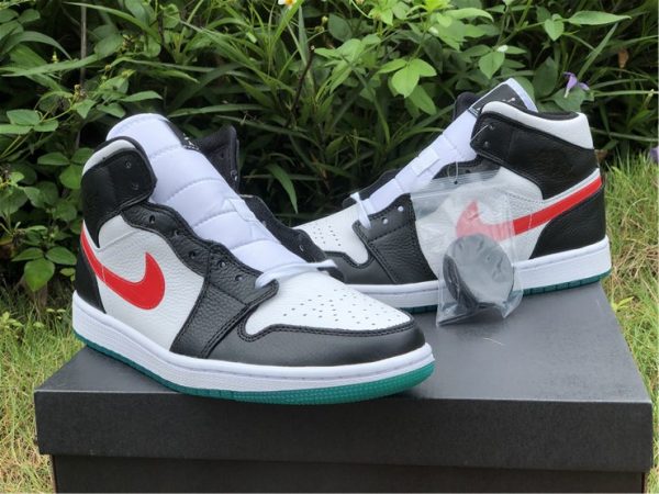 Air Jordan 1 Mid Lucid Green Alternate Swooshes black toe