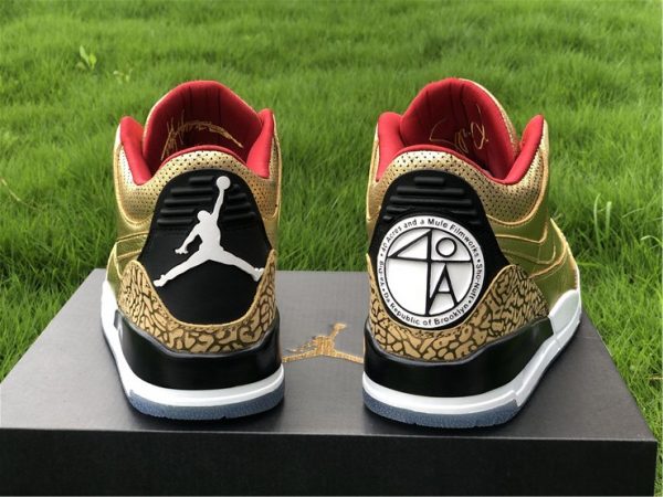 Air Jordan 3 JTH Gold Oscars jumpman Spike Lee heel logo