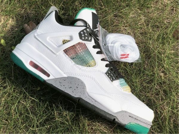 Air Jordan 4 Rasta Carnival Lucid Green close look