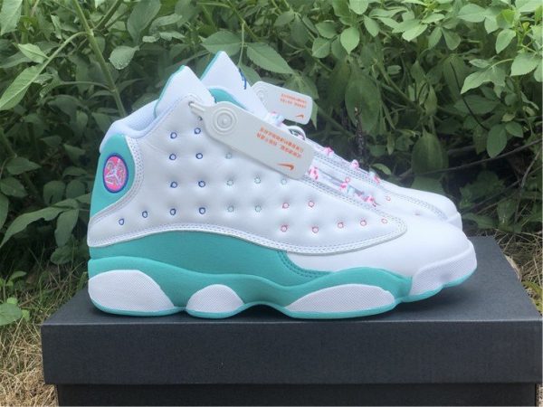 2020 Air Jordan 13 GS White Soar-Aurora Green-Digital Pink 439358-100