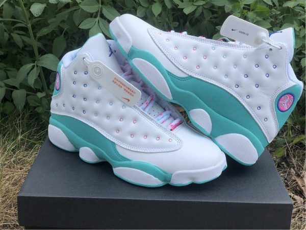 2020 Air Jordan 13 GS White Soar-Aurora Green-Digital Pink 439358-100 Panel