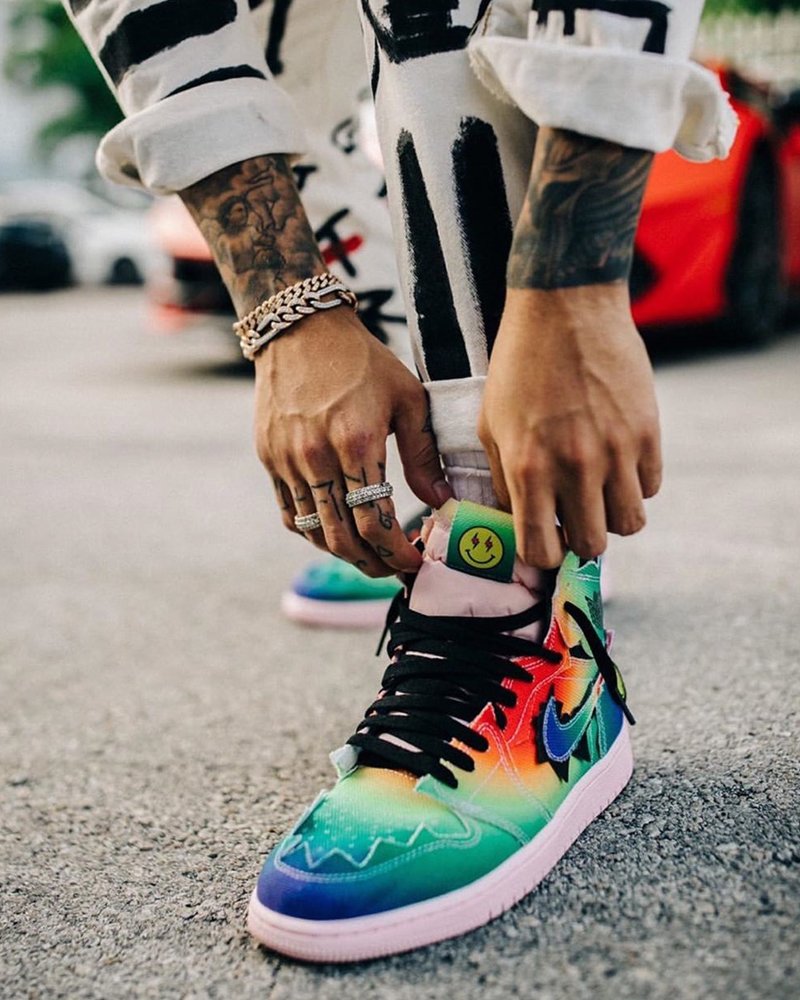 J Balvin x Air Jordan 1 High Multi-Color On Feet