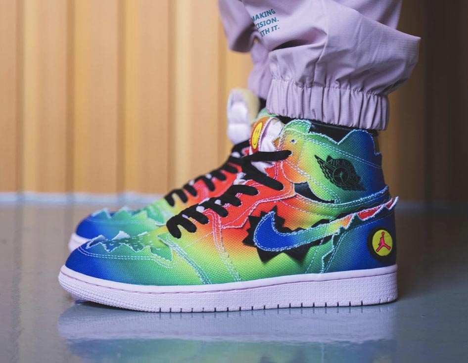 J Balvin x Air Jordan 1 High on feet