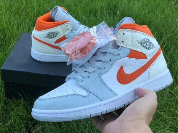 2020 Jordan 1 Mid Starfish Orange Pure Platinum shoes