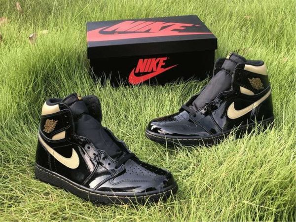 Air Jordan 1 High OG Black Metallic Gold Patent sneaker