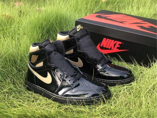 Air Jordan 1 High OG Patent Black Metallic Gold for sale