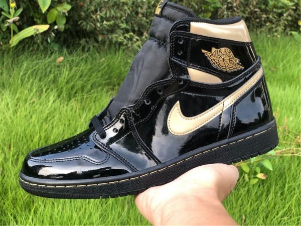 Air Jordan 1 High OG Patent Black Metallic Gold on hand