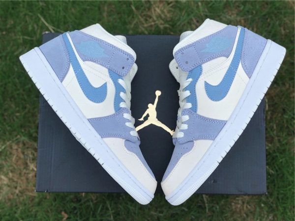 Air Jordan 1 Mid Light Blue Grey Aqua lateral