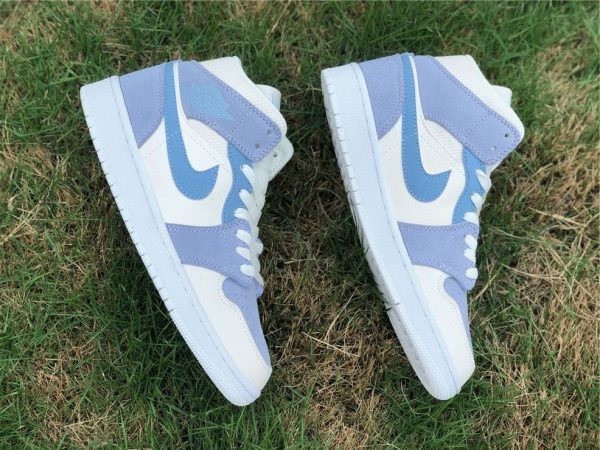 Air Jordan 1 Mid Light Blue Grey Aqua panels