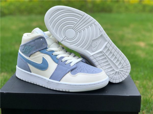 Air Jordan 1 Mid Light Blue Grey Aqua shoes