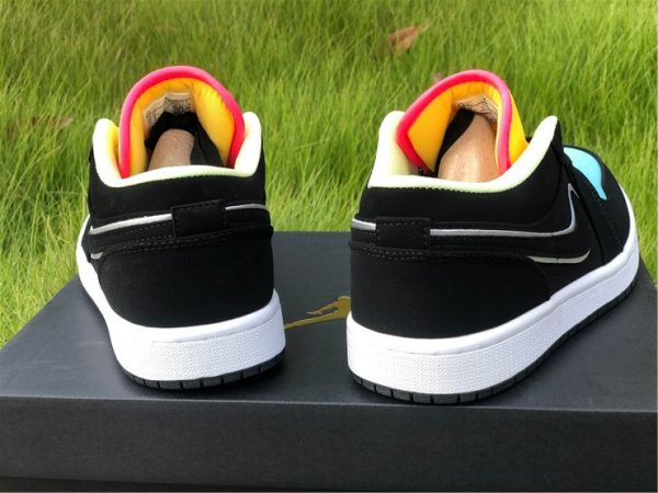 Air Jordan 1 Multi-Color Black Aurora Green heel