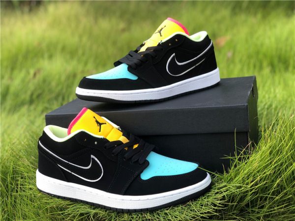 Air Jordan 1 Multi-Color Black Aurora Green shoes