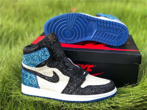 Fragment design x Nike Air Jordan 1 Glitter black blue