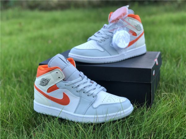 Jordan 1 Mid Starfish Orange Pure Platinum for sale