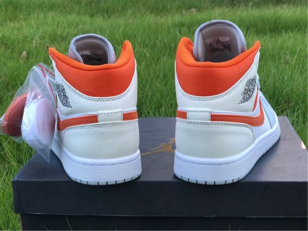 Jordan 1 Mid Starfish Orange Pure Platinum heel