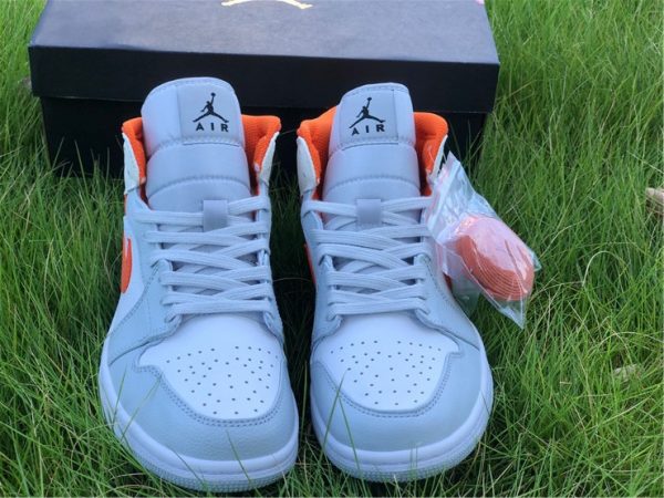 Jordan 1 Mid Starfish Orange Pure Platinum tongue