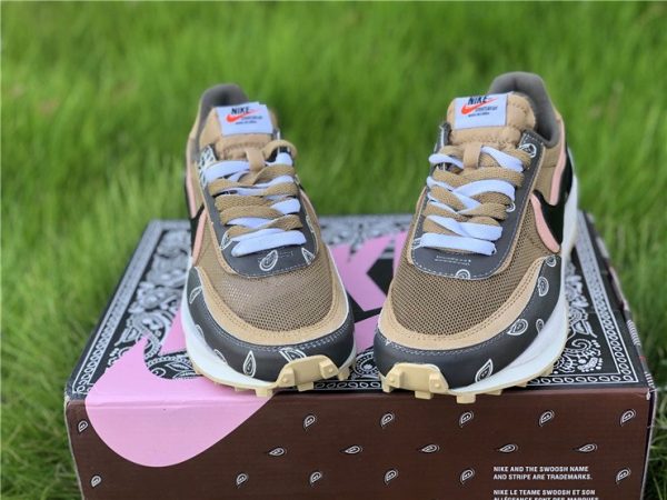 New Custom Travis Scott x Sacai x Nike LDV Waffle Daybreak Brown Front