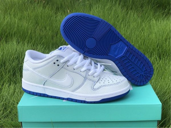 Nike SB Dunk Low PRM Cracked Leather White-Game Royal CJ6884-100 Sale