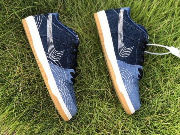 Nike SB Dunk Low Sashiko Denim Gum swoosh