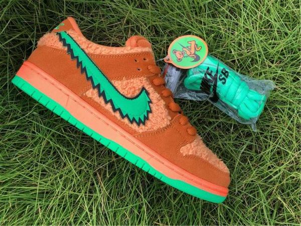 Orange Bear Grateful Dead Dunks lateral furry swooshes