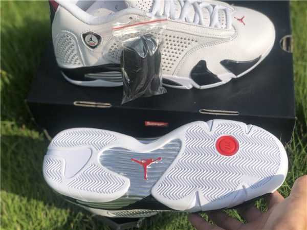 Supreme x Air Jordan 14 White University Red BV7630-106 Sole
