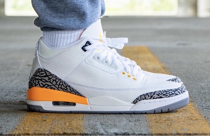 Laser Orange Air Jordan 3 on hand