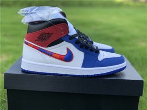 Air Jordan 1 Mid Blue Red Embroidered Swooshes