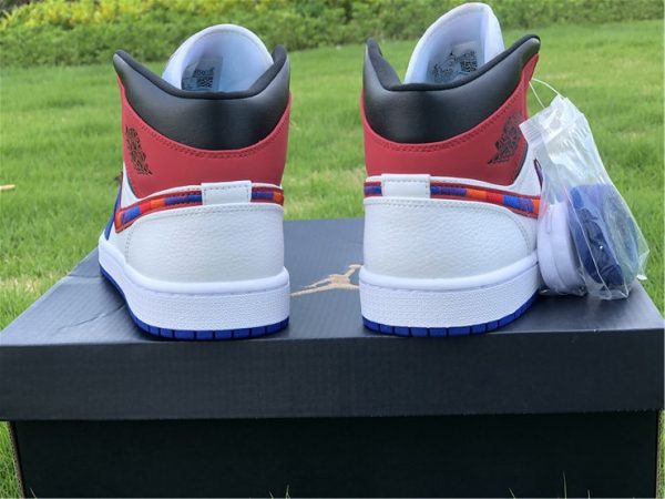 Air Jordan 1 Mid Blue Red heel