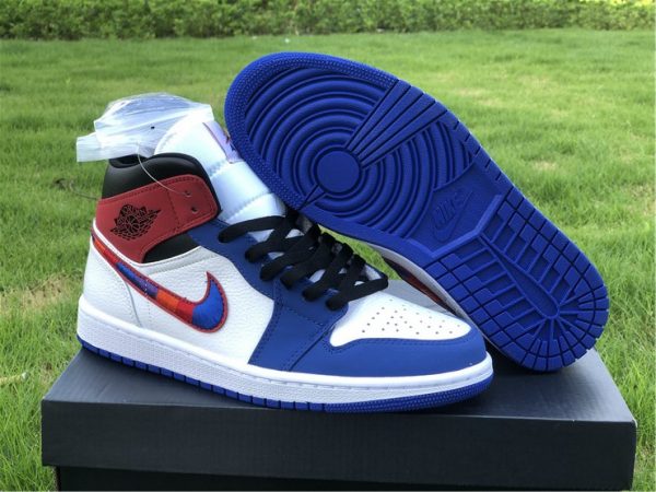 Air Jordan 1 Mid Blue Red shoes 2020