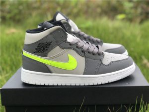 Air Jordan 1 Mid Gunsmoke Grey Volt