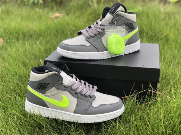 Air Jordan 1 Mid Gunsmoke Grey Volt 554724-072