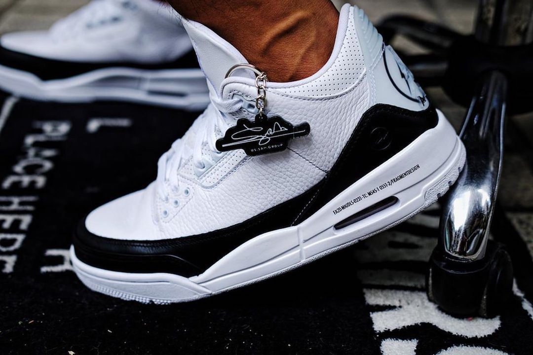 Fragment Design x Air Jordan 3 SP White Black On Feet