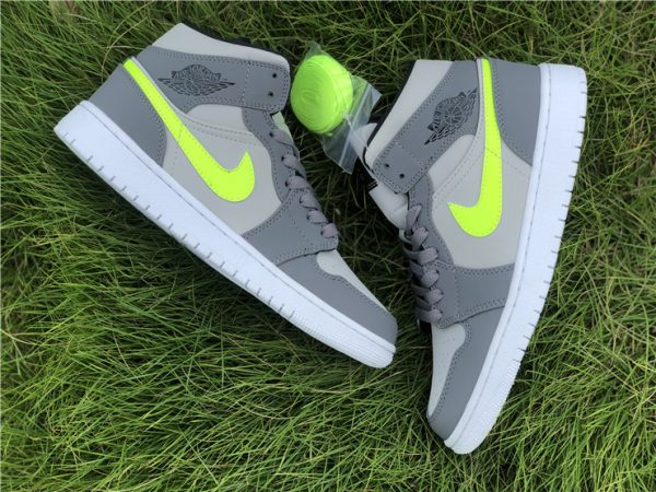 buy Air Jordan 1 Mid Gunsmoke Grey Volt