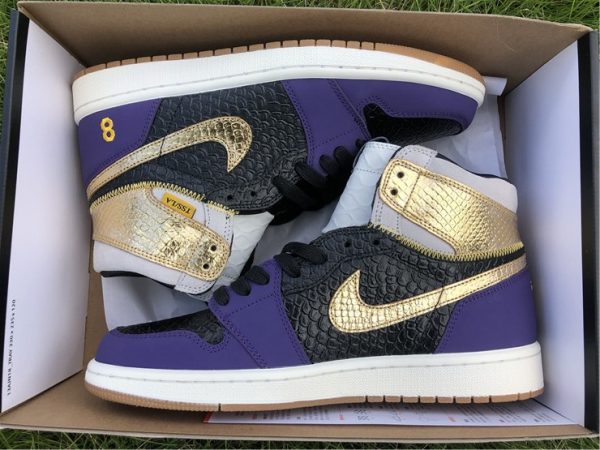 Custom Air jordan 1 High SRGN Air Lakers in box