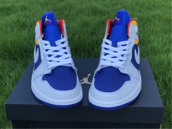 Jordan 1 Mid Royal Blue Laser Orange tongue