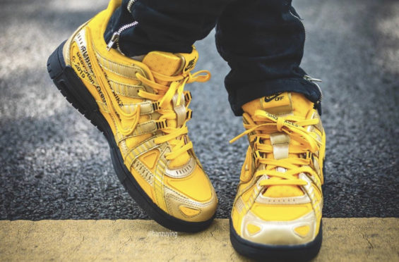 Off-White Air Rubber Dunk Gold On Feet