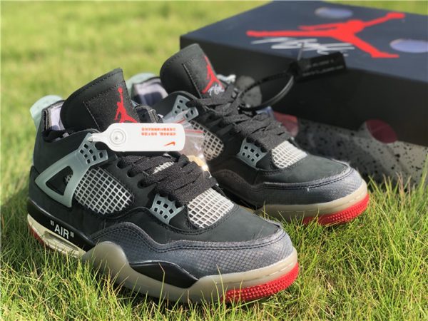 Off-White x Air Jordan 4 Bred lateral