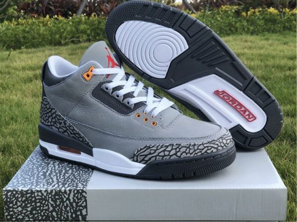 New Air Jordan 3 Cool Grey 2021 orange eyelaces