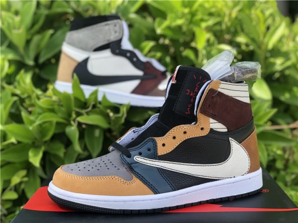 New Jordan 1 Retro High Travis Scott Brown Khaki shoes