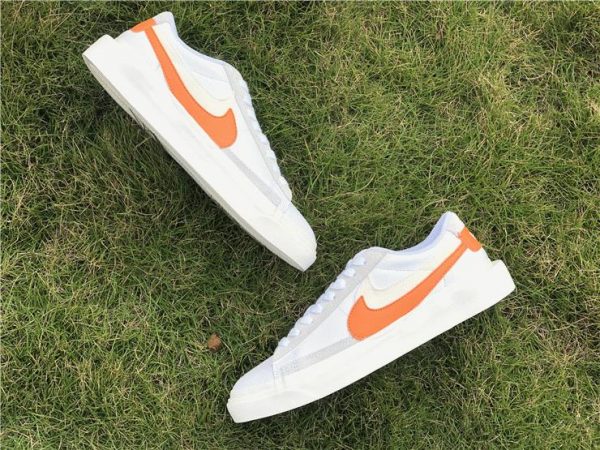 Nike Blazer Low Sacai White Grey Orange swoosh