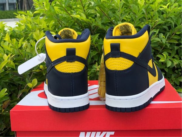 Nike Dunk High SP Michigan Black Varsity Maize heel look