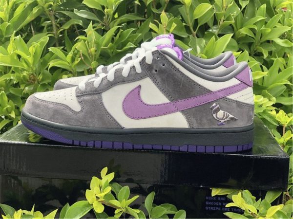 Nike Dunk SB Low Purple Pigeon swoosh