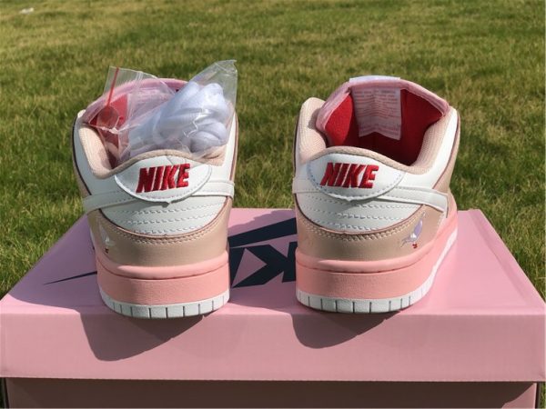 Pink White Pigeon SB Dunk Low Elite heel