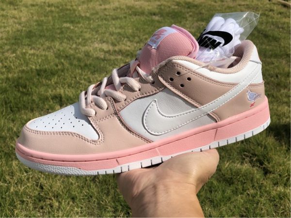 Pink White Pigeon SB Dunk Low Elite on hand look